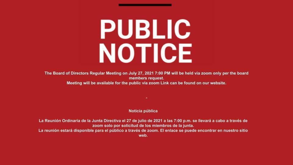 Public Notice /Noticia pública