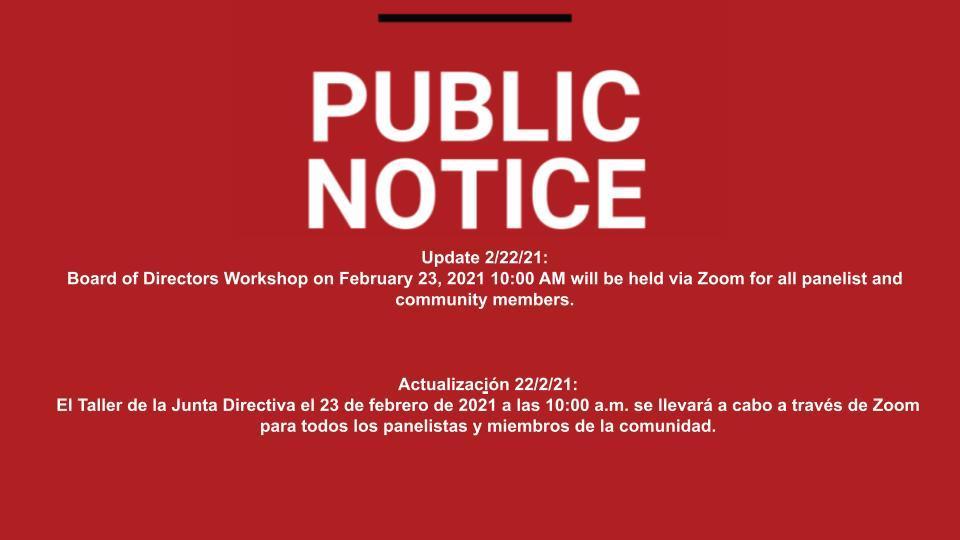 2/22/21 Updated Public Notice