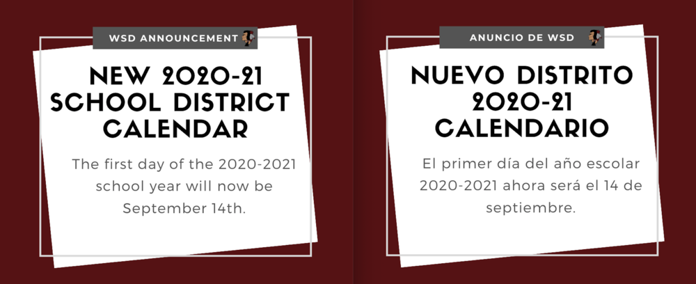 ​New 2020-21 District Calendar