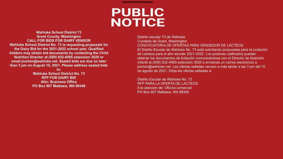 Public Notice /Noticia pública