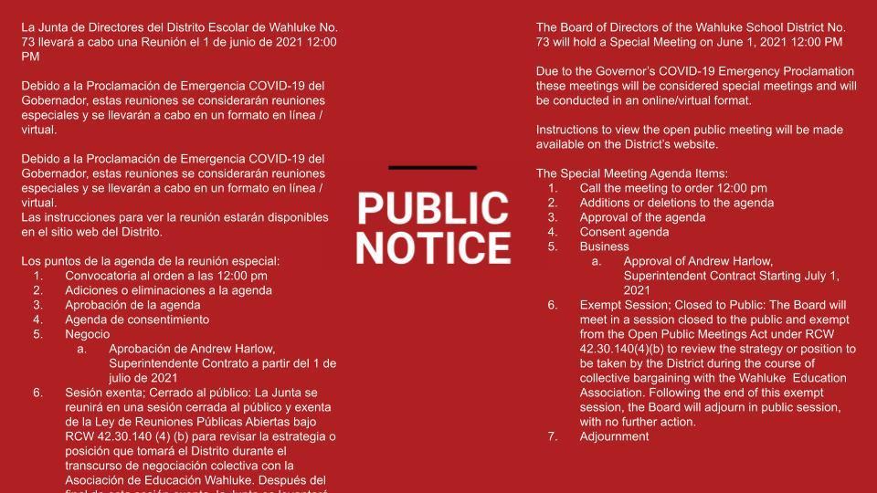Public Notice /Noticia pública
