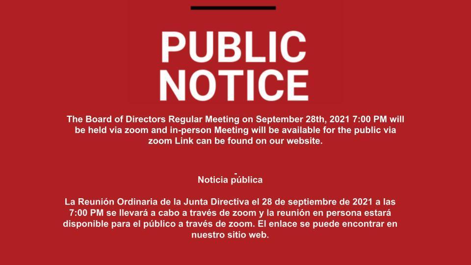 Public Notice /Noticia pública