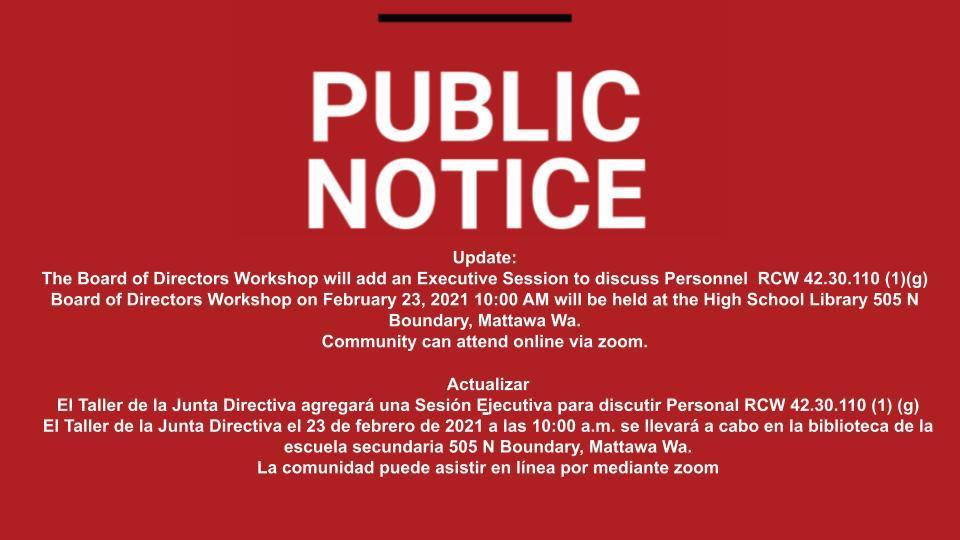 2/22/21 Updated Public Notice