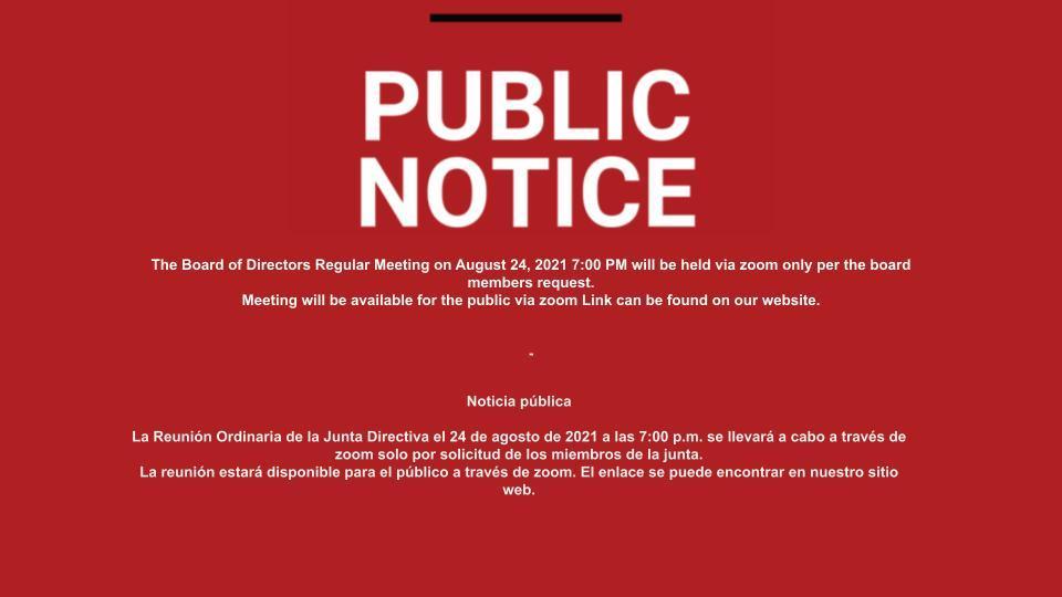 Public Notice /Noticia pública