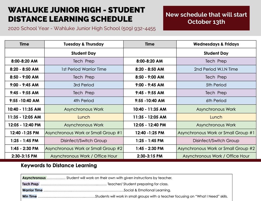 distance learning schedule 1