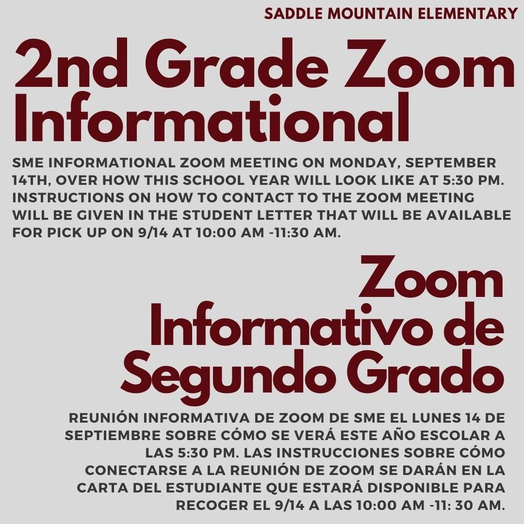 SME 2nd Grade Zoom Info