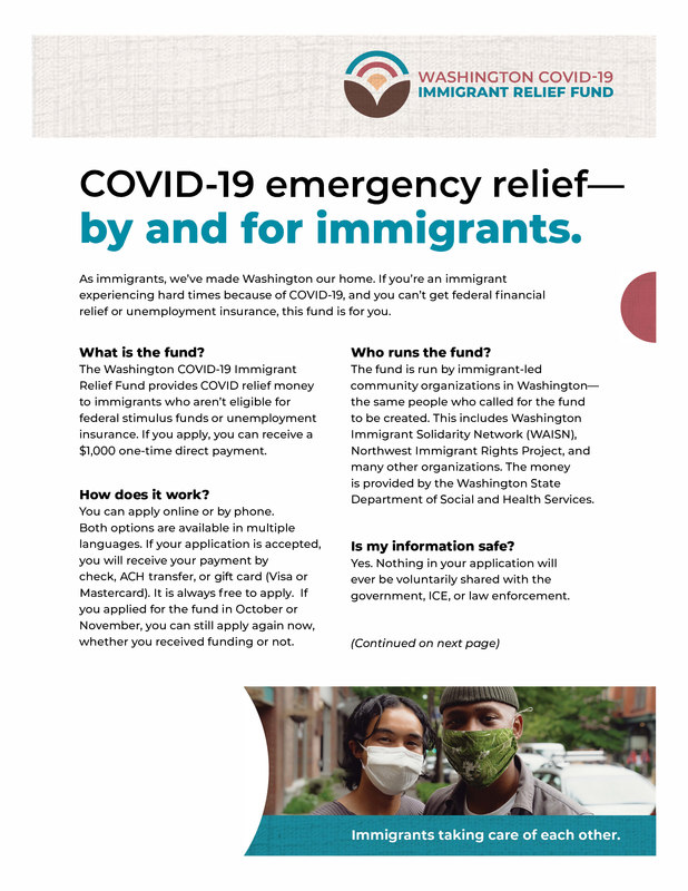 Washington COVID 19 Immigrant Relief Fund 2nd Application Wahluke 